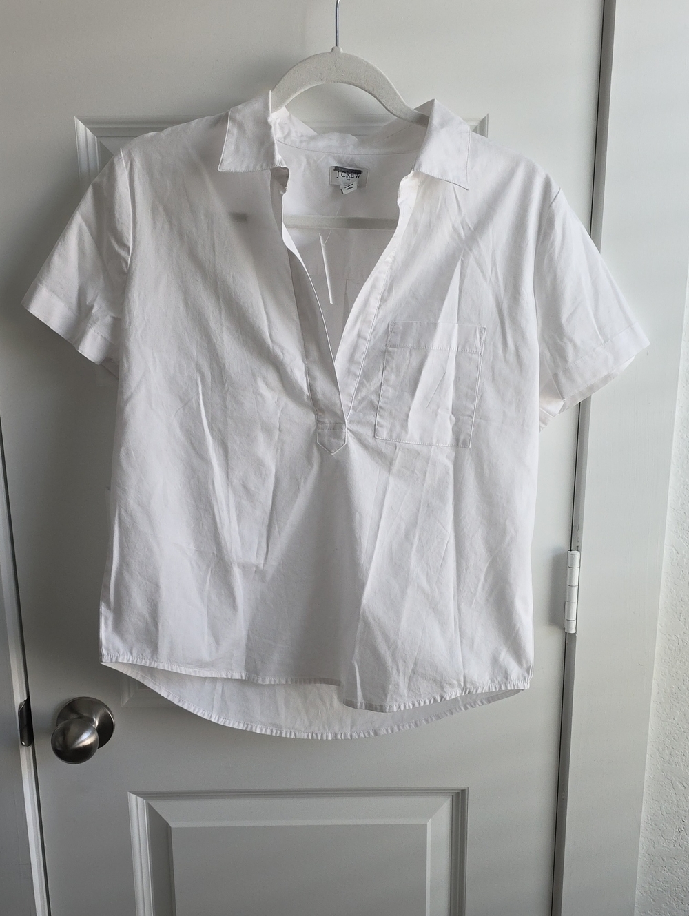 J Crew Shirt Sleeve Poplin Popover Top XS White G053